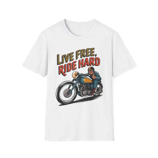 Live Free Ride Hard Biker T-Shirt - Rebel Motorcycle Tee | WearTheTrends