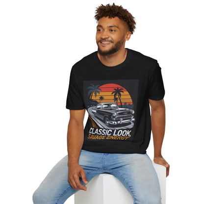 Retro Car Graphic T-Shirt - Classic Look, Savage Energy