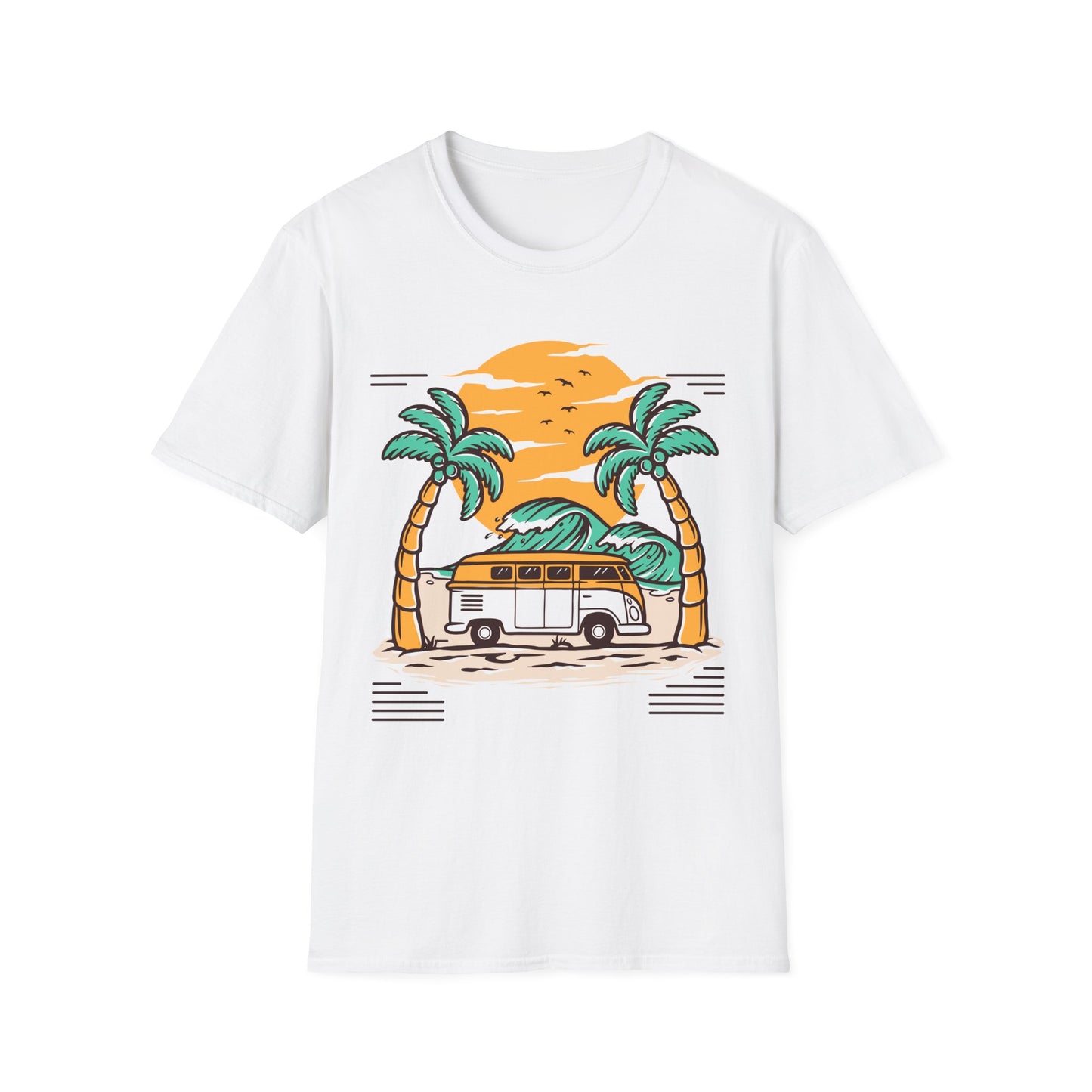 Tropical Camper Unisex Softstyle T-Shirt - Perfect for Beach Lovers