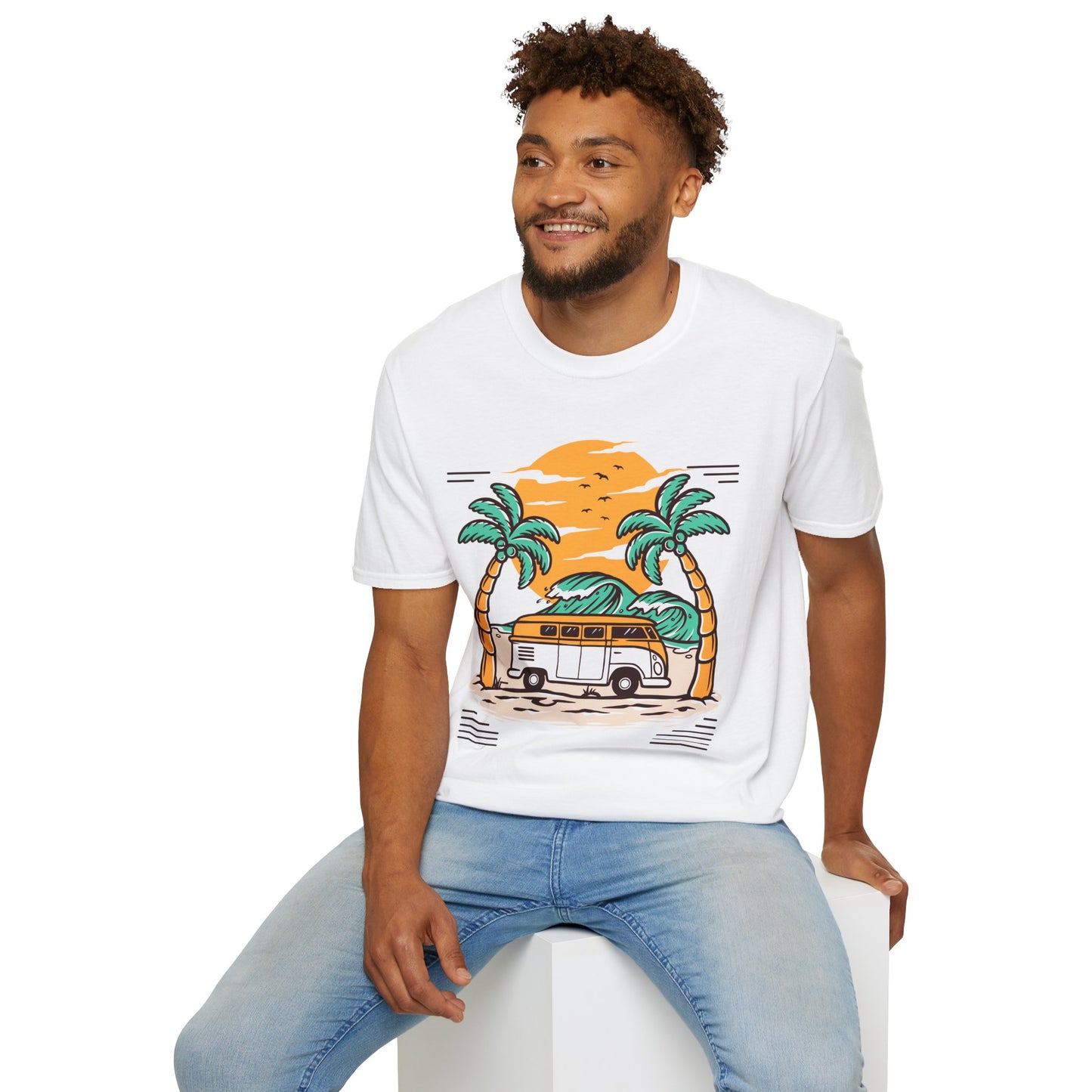 Tropical Camper Unisex Softstyle T-Shirt - Perfect for Beach Lovers