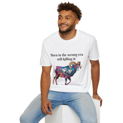 Born in the Wrong Era T-Shirt - Colorful Ram Graphic - Unisex Softstyle Tee