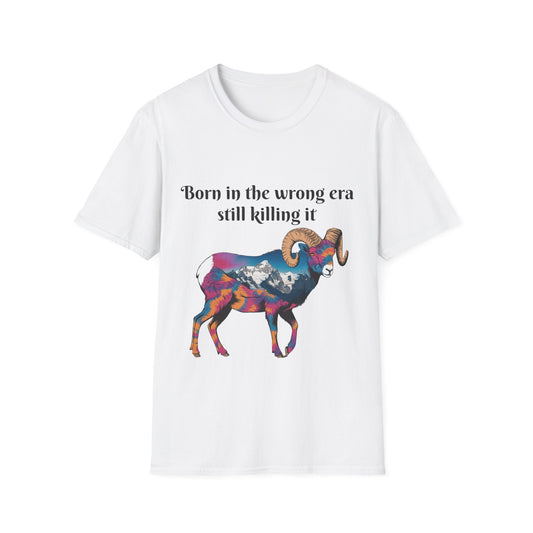 Born in the Wrong Era T-Shirt - Colorful Ram Graphic - Unisex Softstyle Tee