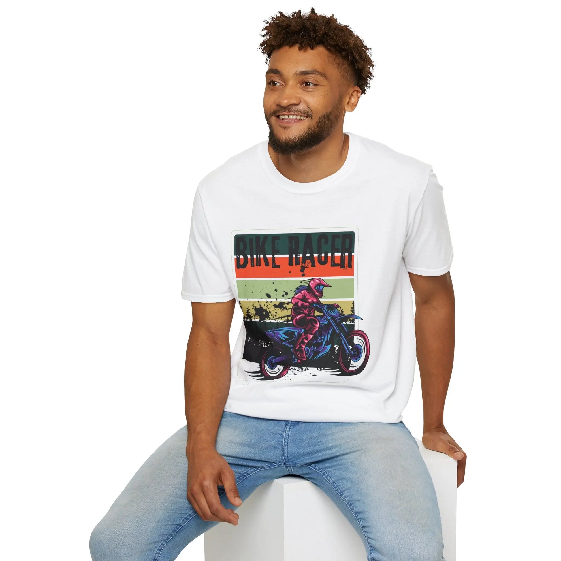 Bike Racer T-Shirt - Vintage Motocross Graphic Printify